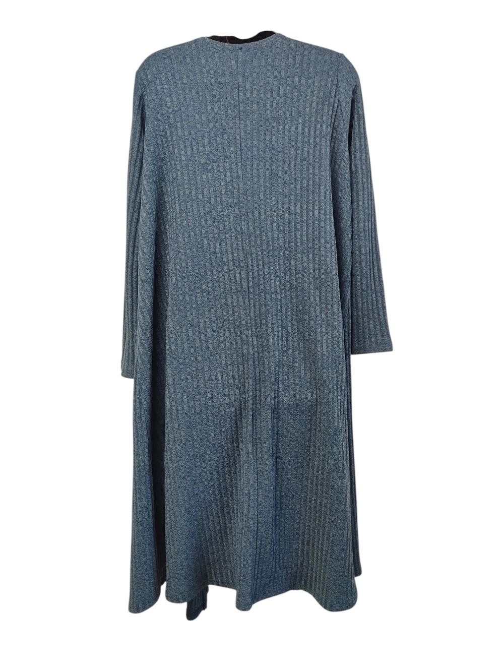 LuLaRoe Savannah Duster Cardigan Blue Ribbed Knit Long Open Front Pocket Size L - Picture 2 of 6